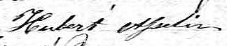 Signature de Hubert Asselin: 13 avril 1869 Signature de Hubert Asselin: 13 avril 1869