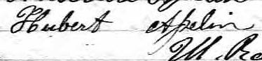 Signature de Hubert Asselin: 11 février 1873 Signature de Hubert Asselin: 11 février 1873