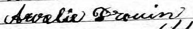 Signature de Auralie Drouin: 19 juillet 1874 Signature de Auralie Drouin: 19 juillet 1874