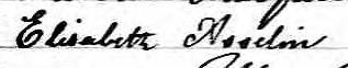 Signature de Elisabeth Asselin: 5 février 1872 Signature de Elisabeth Asselin: 5 février 1872