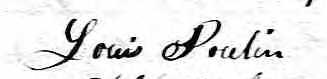 Signature de Louis Poulin: 13 avril 1860 Signature de Louis Poulin: 13 avril 1860