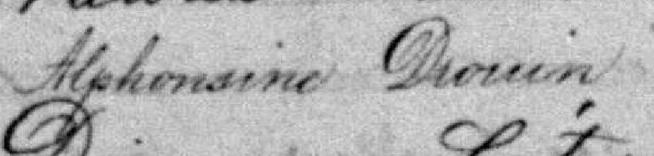 Signature de Alphonsine Drouin: 9 novembre 1880 Signature de Alphonsine Drouin: 9 novembre 1880