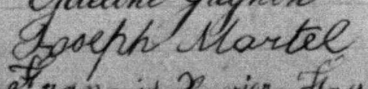 Signature de Joseph Martel: 24 mars 1879 Signature de Joseph Martel: 24 mars 1879