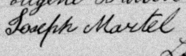 Signature de Joseph Martel: 8 juillet 1879 Signature de Joseph Martel: 8 juillet 1879