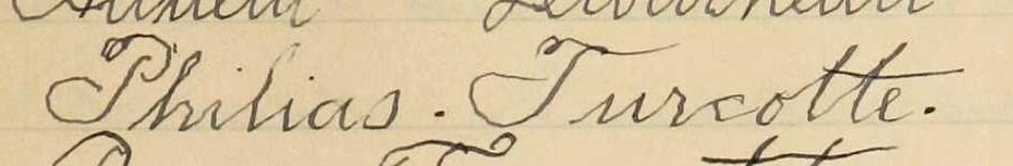 Signature de Philias Turcotte: 16 juillet 1901 Signature de Philias Turcotte: 16 juillet 1901