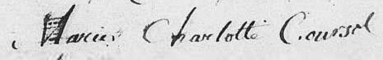 Signature de Marie Charlotte Coursol: 30 mars 1800 Signature de Marie Charlotte Coursol: 30 mars 1800