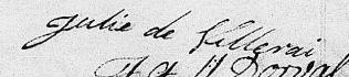 Signature de Julie de Villerai: 6 janvier 1806 Signature de Julie de Villerai: 6 janvier 1806