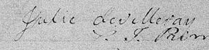 Signature de Julie Devilleray: 16 février 1841 Signature de Julie Devilleray: 16 février 1841