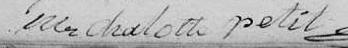 Signature de Mr Charlotte Petit: 5 janvier 1816 Signature de Mr Charlotte Petit: 5 janvier 1816