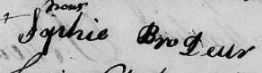 Signature de Sophie Brodeur: 13 septembre 1823 Signature de Sophie Brodeur: 13 septembre 1823