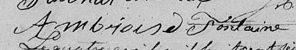 Signature de Ambroise Fontaine: 3 avril 1816 Signature de Ambroise Fontaine: 3 avril 1816