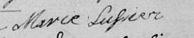 Signature de Marie Lussier: 28 janvier 1823 Signature de Marie Lussier: 28 janvier 1823