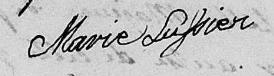 Signature de Marie Lussier: 23 novembre 1833 Signature de Marie Lussier: 23 novembre 1833