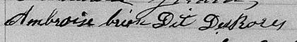 Signature de Ambroise Brien dit Desroses: 29 septembre 1870 Signature de Ambroise Brien dit Desroses: 29 septembre 1870