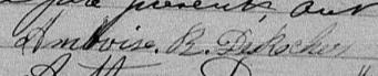 Signature de Amboise B. Desrocher: 6 février 1872 Signature de Amboise B. Desrocher: 6 février 1872