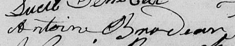 Signature de Antoine Brodeur: 16 octobre 1827 Signature de Antoine Brodeur: 16 octobre 1827