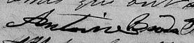 Signature de Antoine Brodeur: 14 avril 1856 Signature de Antoine Brodeur: 14 avril 1856