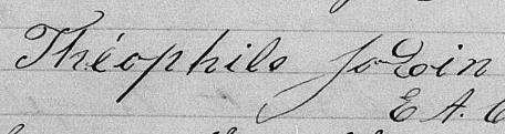 Signature de Théophile Jodoin: 12 juillet 1870 Signature de Théophile Jodoin: 12 juillet 1870