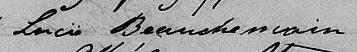 Signature de Lucie Beauchemin: 18 octobre 1853 Signature de Lucie Beauchemin: 18 octobre 1853