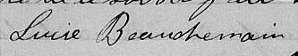Signature de Lucie Beauchemain: 18 février 1854 Signature de Lucie Beauchemain: 18 février 1854