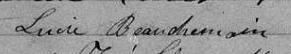 Signature de Lucie Beauchemain: 2 mars 1859 Signature de Lucie Beauchemain: 2 mars 1859