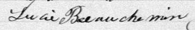Signature de Lucie Beauchemin: 31 janvier 1882 Signature de Lucie Beauchemin: 31 janvier 1882