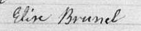 Signature de Elise Brunel: 21 décembre 1837 Signature de Elise Brunel: 21 décembre 1837