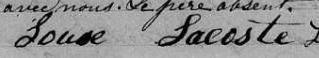 Signature de Louse Lacoste: 12 juillet 1860 Signature de Louse Lacoste: 12 juillet 1860
