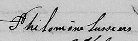 Signature de Philomène Lussiers: 27 septembre 1853 Signature de Philomène Lussiers: 27 septembre 1853