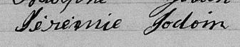 Signature de Jérémie Jodoin: 9 mars 1869 Signature de Jérémie Jodoin: 9 mars 1869