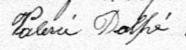 Signature de Valérie Dalpé: 26 juin 1885 Signature de Valérie Dalpé: 26 juin 1885