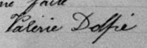 Signature de Valérie Dalpé: 20 août 1899 Signature de Valérie Dalpé: 20 août 1899
