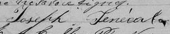 Signature de Joseph Senécal: 13 septembre 1873 Signature de Joseph Senécal: 13 septembre 1873