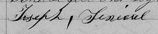 Signature de Joseph Senécal: 18 septembre 1873 Signature de Joseph Senécal: 18 septembre 1873