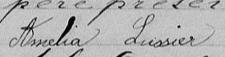 Signature de Amélia Lussier: 2 juin 1875 Signature de Amélia Lussier: 2 juin 1875