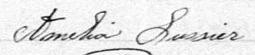 Signature de Amelia Lussier: 23 juillet 1881 Signature de Amelia Lussier: 23 juillet 1881