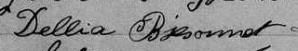 Signature de Dellia Bissonnet: 25 janvier 1859 Signature de Dellia Bissonnet: 25 janvier 1859