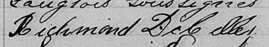 Signature de Richmond Decelles: premier août 1872 Signature de Richmond Decelles: premier août 1872