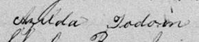 Signature de Azilda Jodoin: 27 décembre 1888 Signature de Azilda Jodoin: 27 décembre 1888
