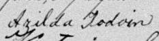 Signature de Azilda Jodoin: 12 février 1889 Signature de Azilda Jodoin: 12 février 1889