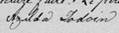 Signature de Azilda Jodoin: 7 novembre 1889 Signature de Azilda Jodoin: 7 novembre 1889