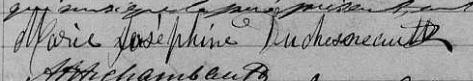 Signature de Marie Joséphine Duchesneault: 14 janvier 1860 Signature de Marie Joséphine Duchesneault: 14 janvier 1860