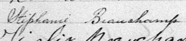 Signature de Stéphanie Beauchamp: 22 août 1881 Signature de Stéphanie Beauchamp: 22 août 1881