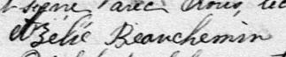 Signature de Azélie Beauchemin: 9 octobre 1883 Signature de Azélie Beauchemin: 9 octobre 1883