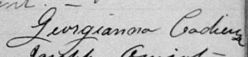 Signature de Georgianna Cadieux: 10 février 1887 Signature de Georgianna Cadieux: 10 février 1887