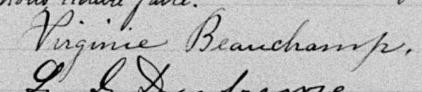 Signature de Virginie Beauchamp: 4 août 1891 Signature de Virginie Beauchamp: 4 août 1891