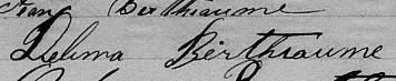 Signature de Delima Berthiaume: 6 juillet 1874 Signature de Delima Berthiaume: 6 juillet 1874