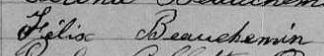 Signature de Félix Beauchemin: 27 février 1865 Signature de Félix Beauchemin: 27 février 1865