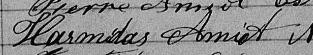 Signature de Harmidas Amiot: 17 janvier 1865 Signature de Harmidas Amiot: 17 janvier 1865