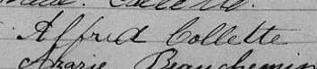 Signature de Alfred Collette: 27 février 1865 Signature de Alfred Collette: 27 février 1865